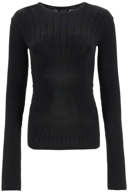 MUGLER Ribbed Knit Top With Long Sleeves