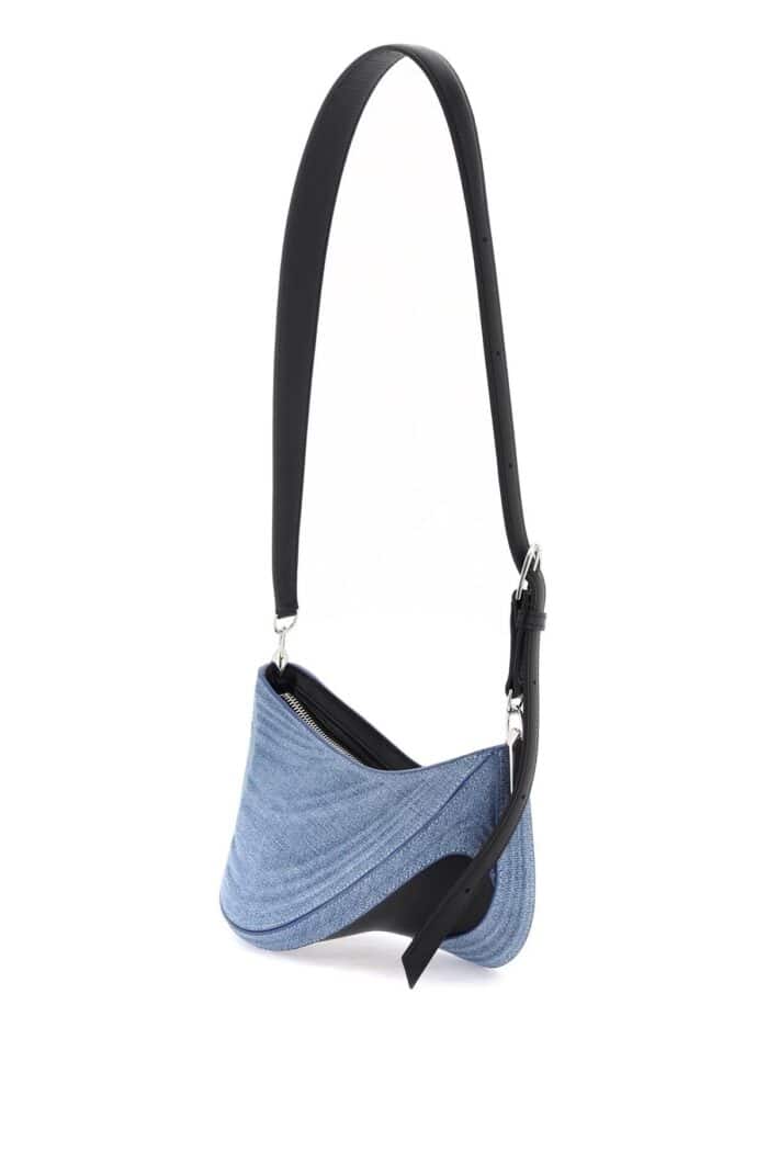 MUGLER Small Denim Spiral Curve 01 Shoulder Bag