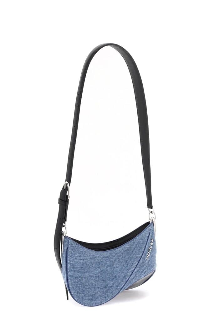 MUGLER Small Denim Spiral Curve 01 Shoulder Bag