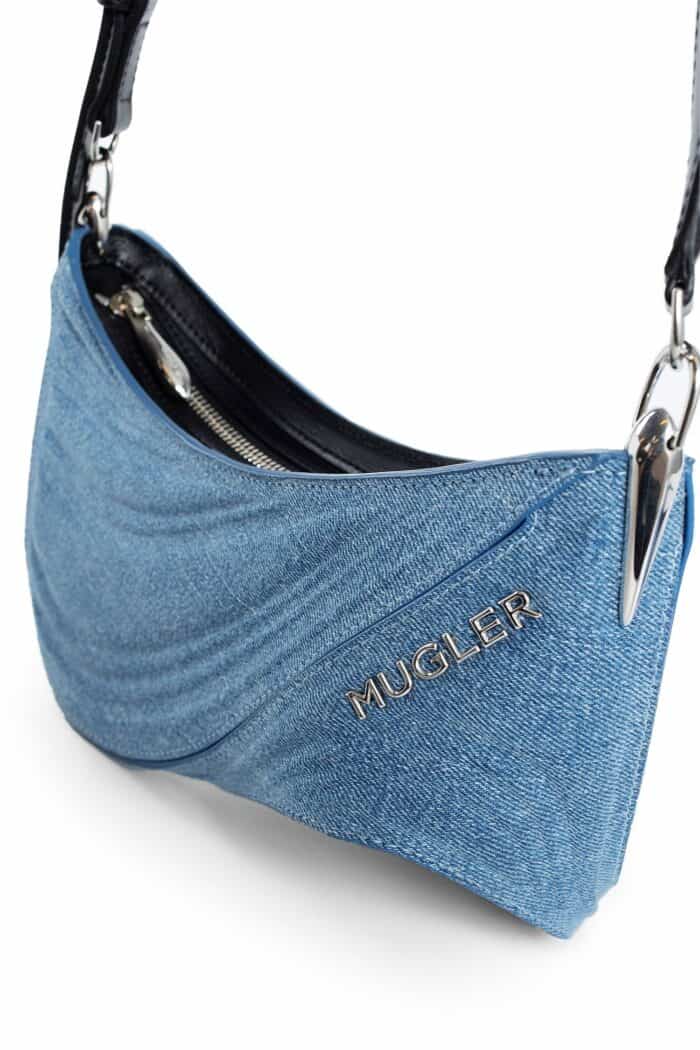 MUGLER Spiral Curve 01 Embosed Denim Small Bag