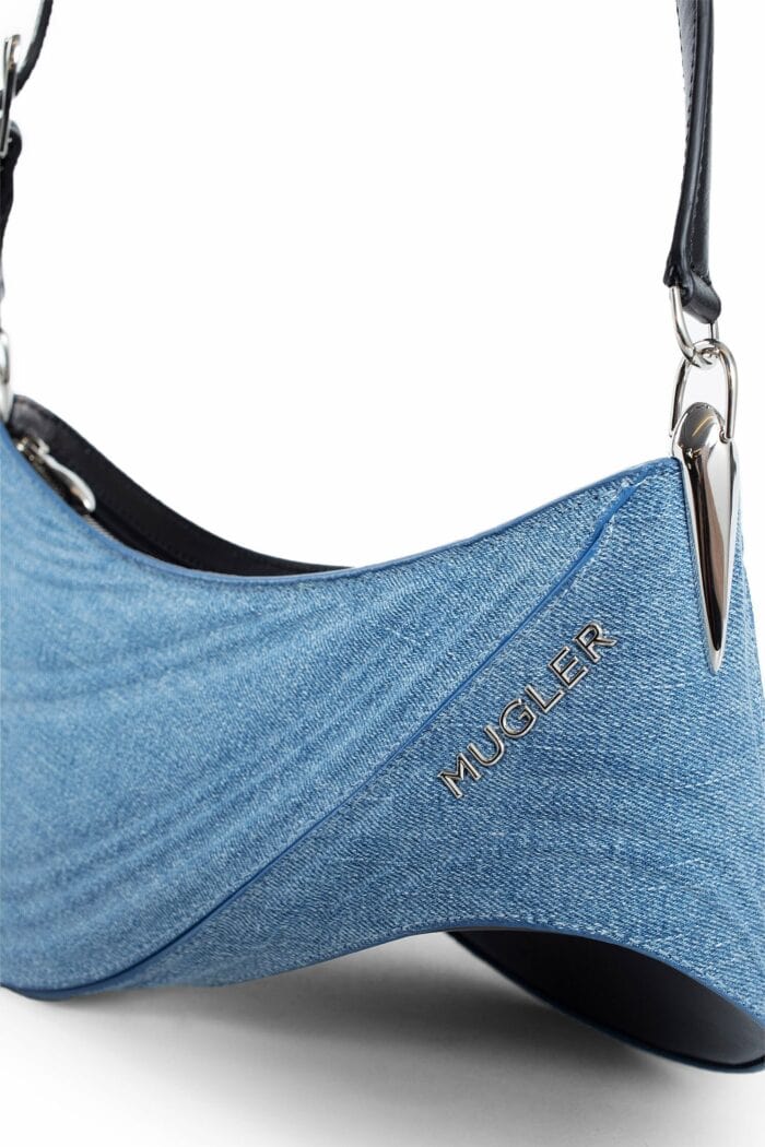 MUGLER Spiral Curve 01 Medium Embossed Denim Bag