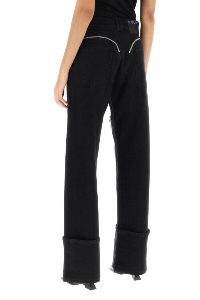 MUGLER Straight Jeans With Zippers