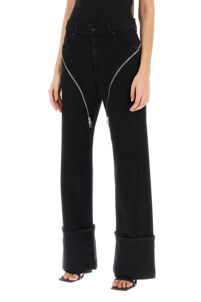 MUGLER Straight Jeans With Zippers