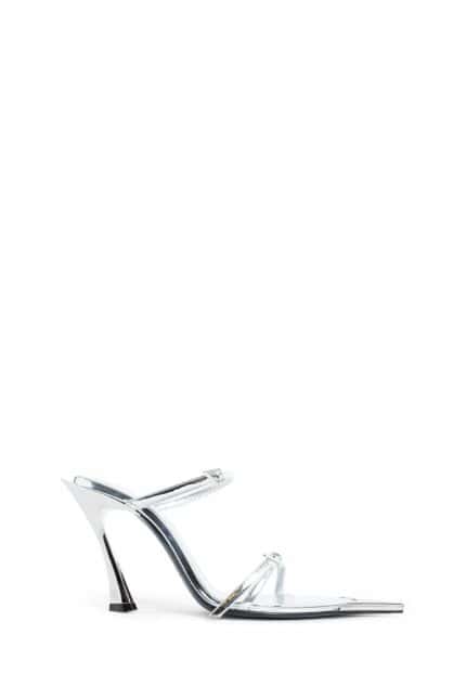 MUGLER Strappy Fang Metallic Leather 95 Mules