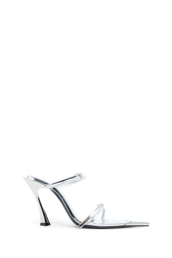 mugler strappy fang metallic leather 95 mules MUGLER Strappy Fang Metallic Leather 95 Mules