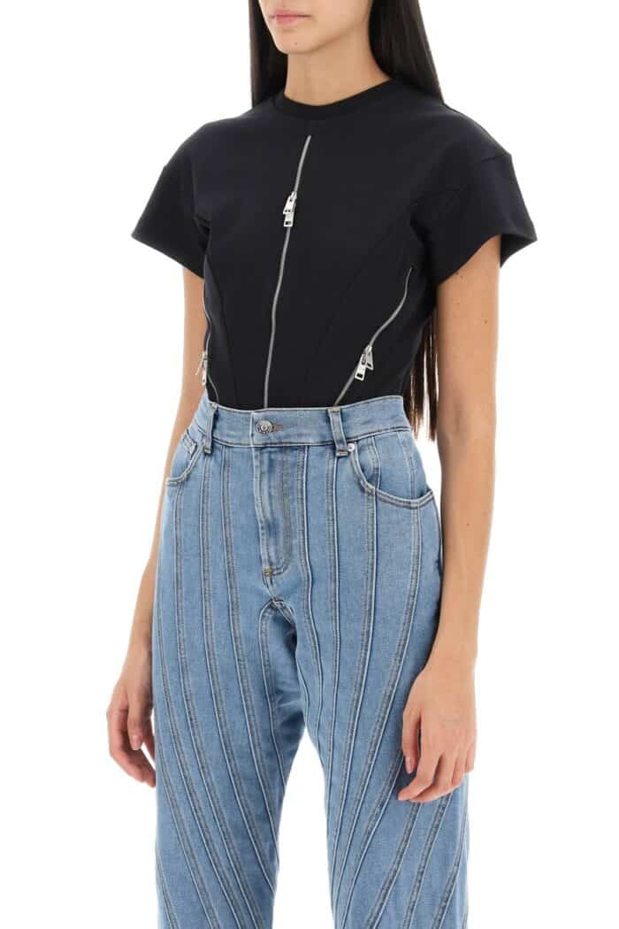 Mugler Zipped Cotton Bodysuit