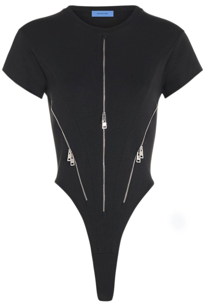 Mugler Zipped Cotton Bodysuit