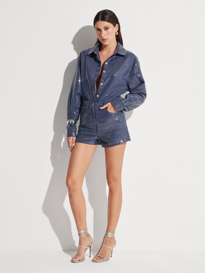 MVP WARDROBE Cotton Blend Shorts With Allover Sequins