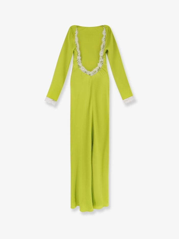 MVP WARDROBE Long Satin Dress With Lace Detail