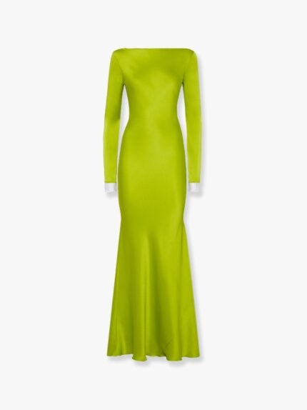 MVP WARDROBE Long Satin Dress With Lace Detail