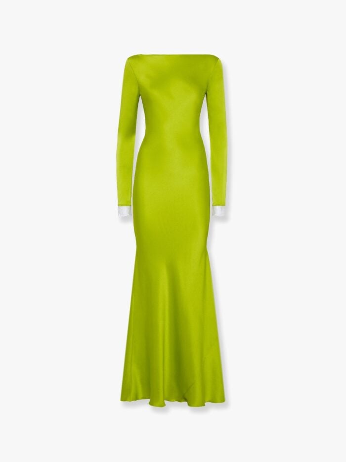 MVP WARDROBE Long Satin Dress With Lace Detail