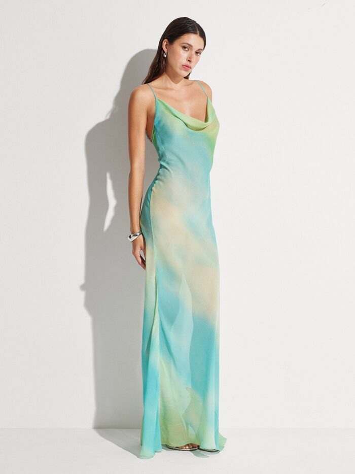 MVP WARDROBE Multicolor Silk Long Dress