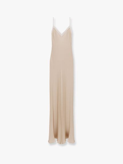 MVP WARDROBE Satin Long Dress With Lace Details