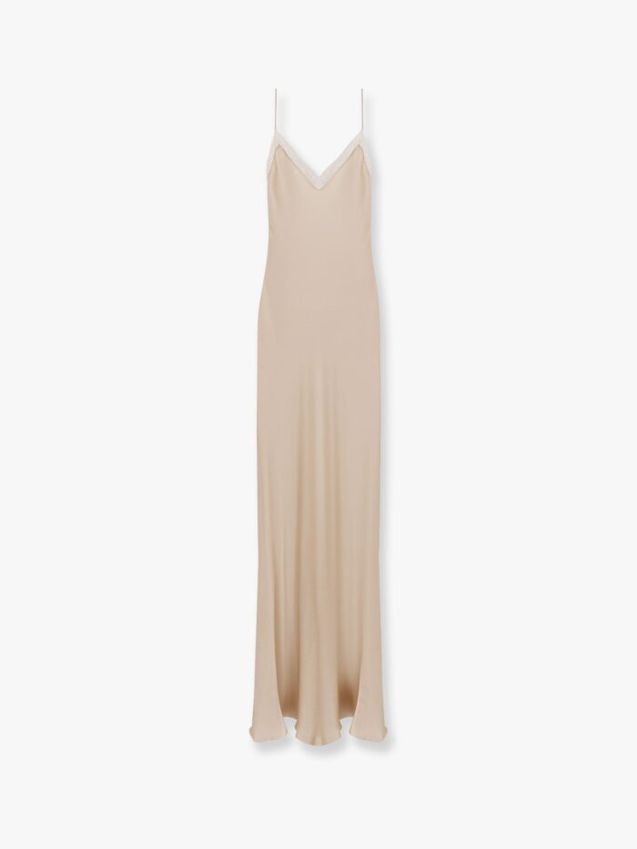 MVP WARDROBE Satin Long Dress With Lace Details
