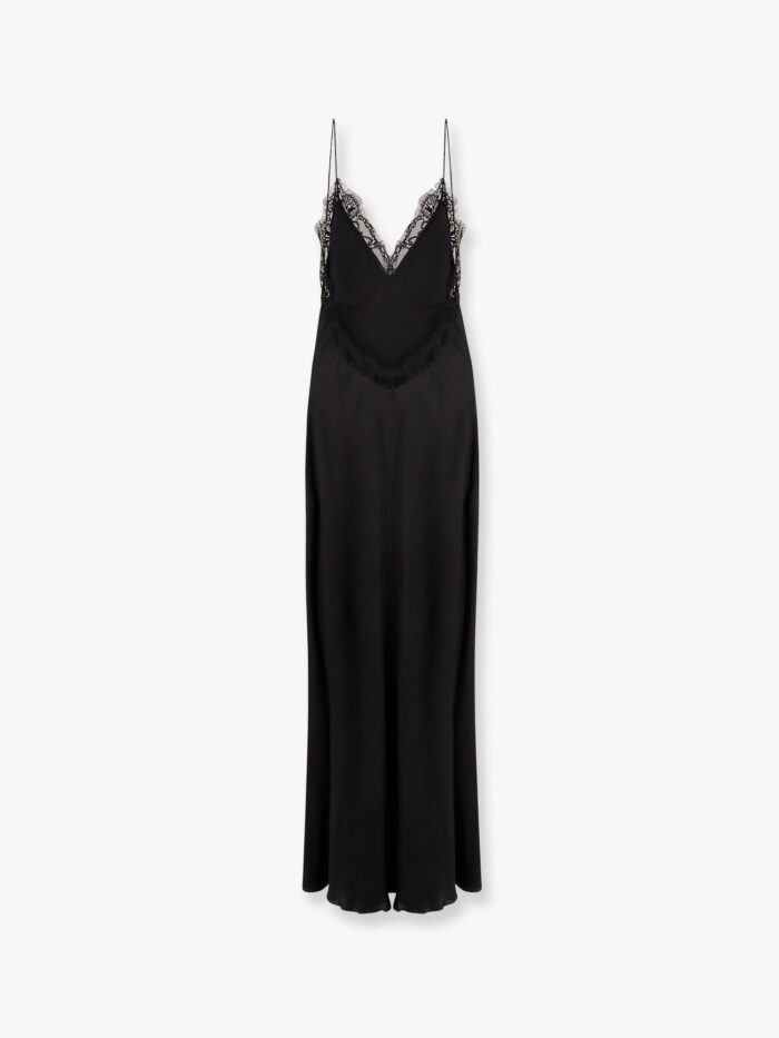 MVP WARDROBE Satin Long Dress With Lace Details