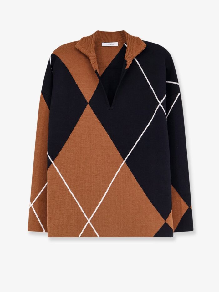 Max Mara Mxmsala Argyle Pattern Virgin Wool Sweater