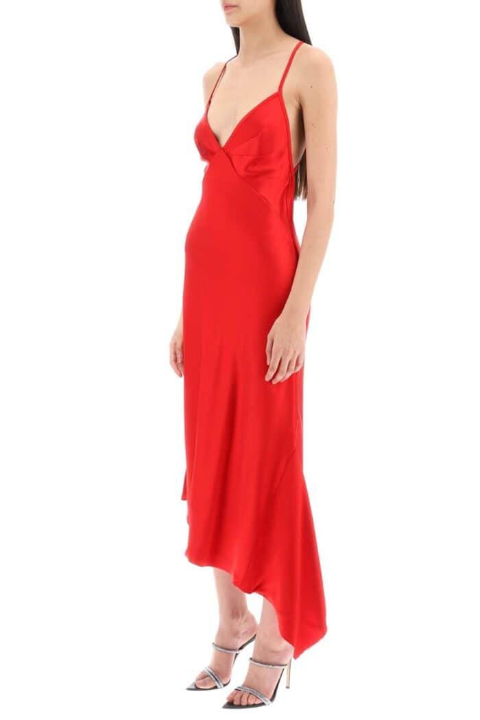 N.21 Satin Slip Dress With Asymmetrical Hem