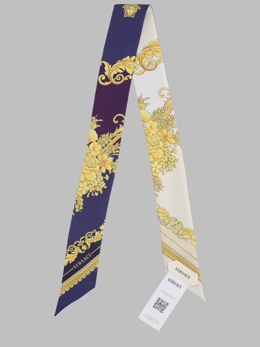 Versace Nastro In Twill Di Seta Stampato
