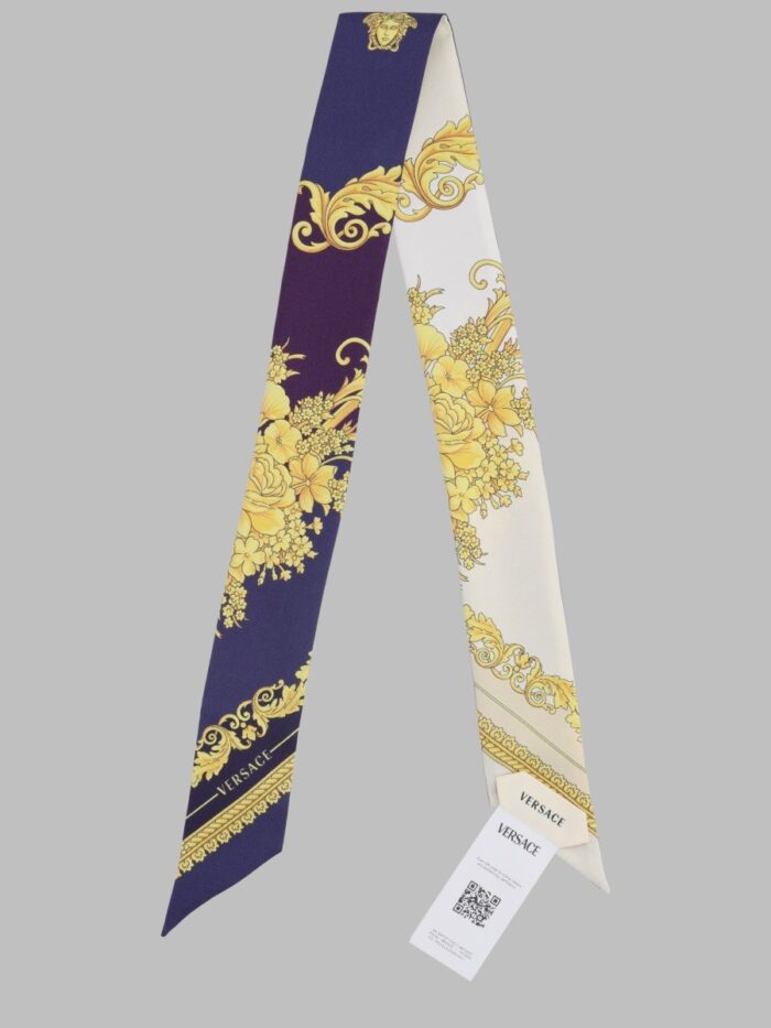 Versace Nastro In Twill Di Seta Stampato