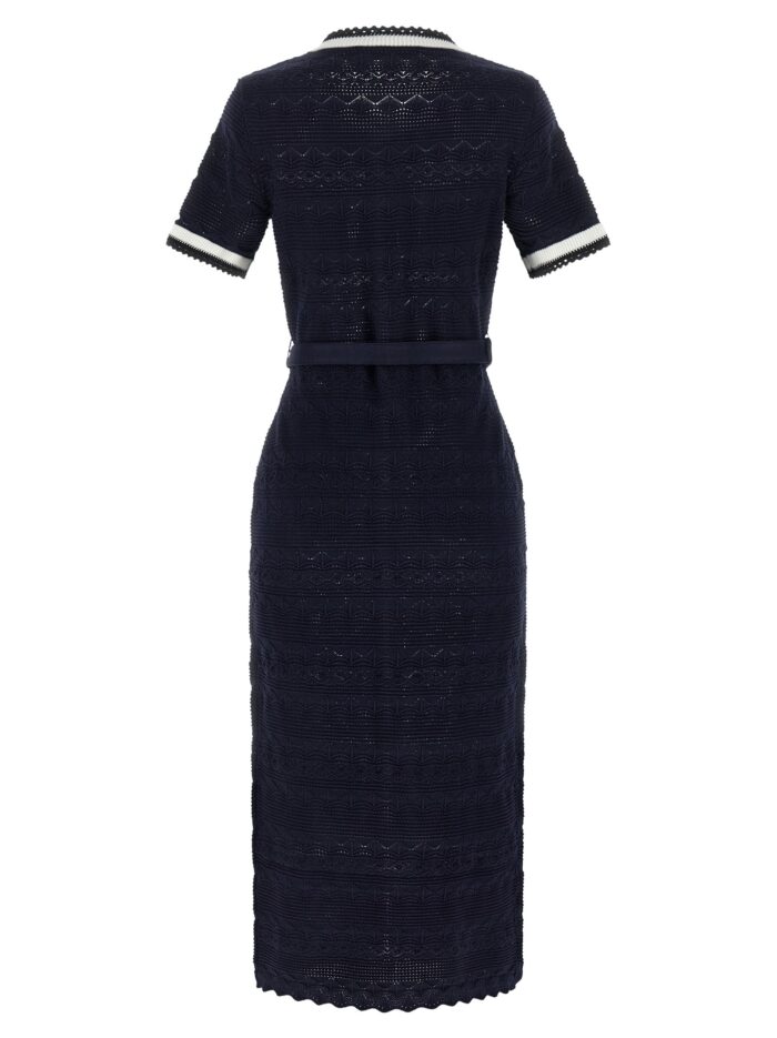 SELF PORTRAIT 'Navy Pointelle Knit Midi' Dress