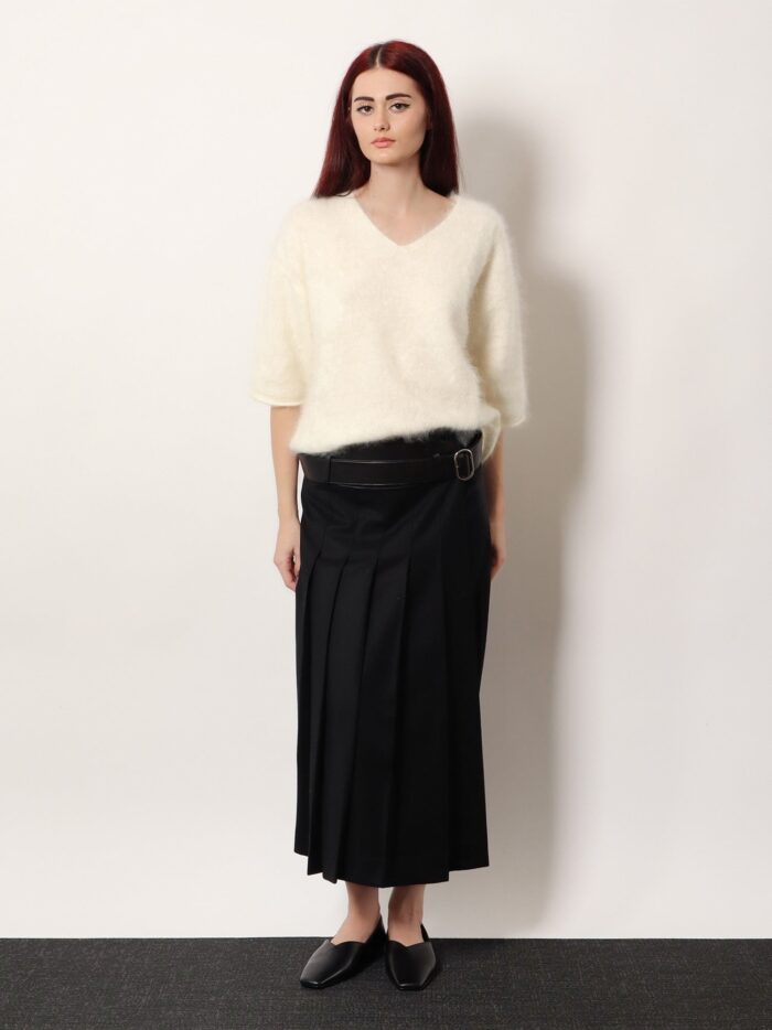 R2w Nayla Pleated Wool Trousers Skirt