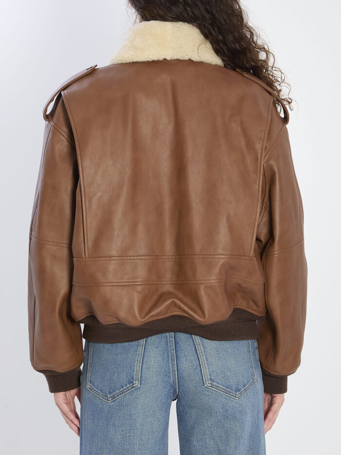 Saint Laurent Bomber jacket in hammered leather and shearling