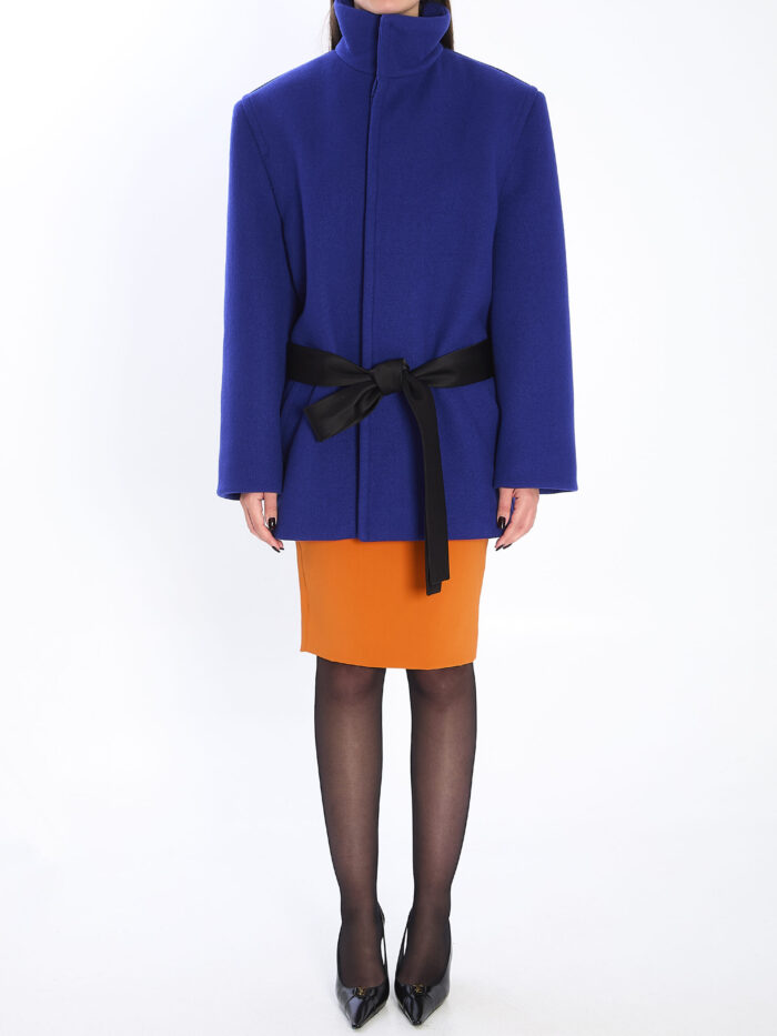 Saint Laurent Boxy belted coat in wool