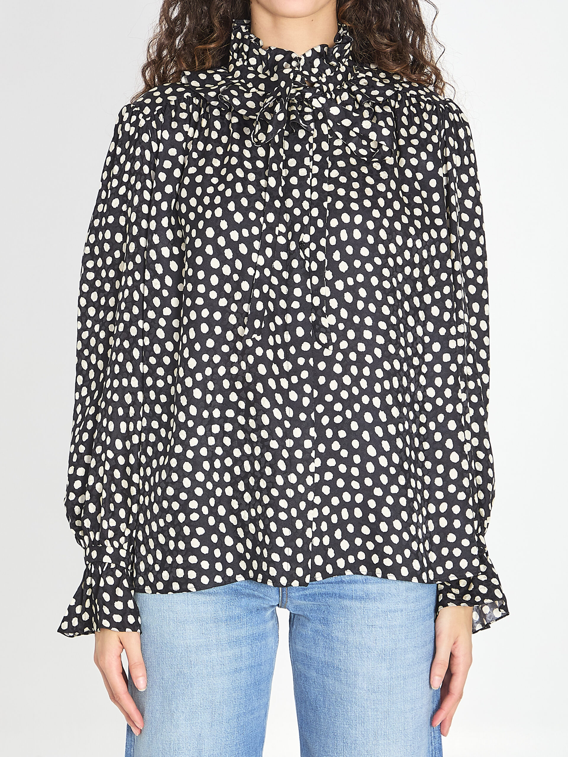 Chloe Polka dot blouse with ruffles
