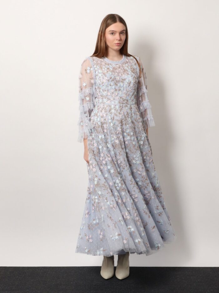 NEEDLE & THREAD Embroidered Tulle Long Dress