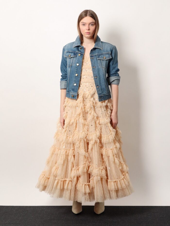 NEEDLE & THREAD Long Dress With All-over Sequins