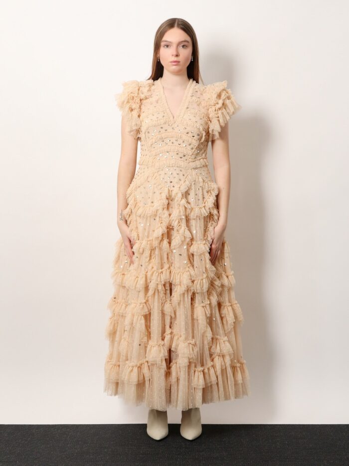 NEEDLE & THREAD Long Dress With All-over Sequins