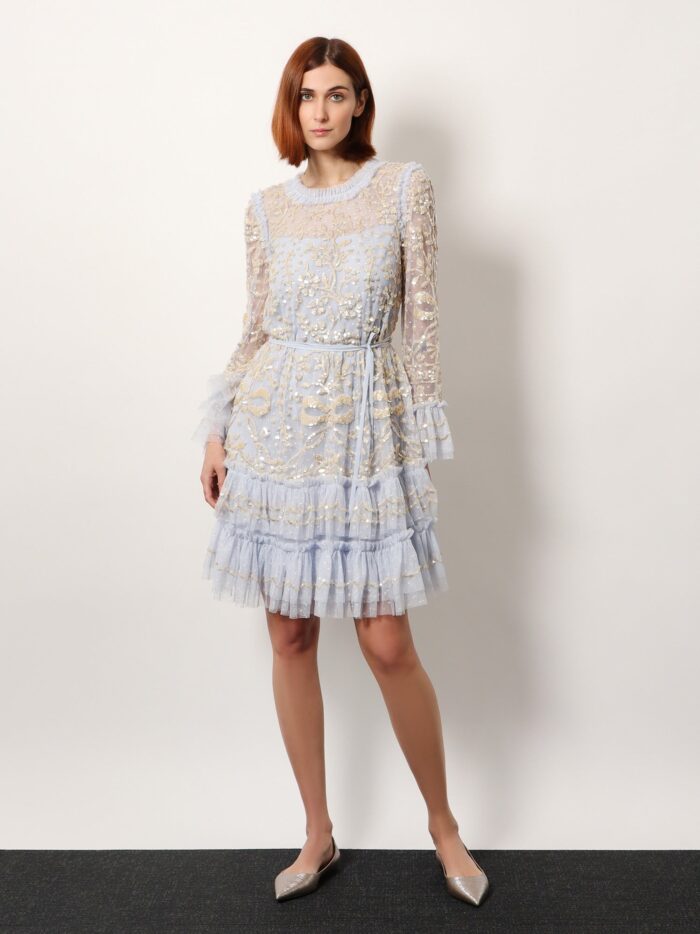 NEEDLE & THREAD Mini Dress With Sequins Embroidery