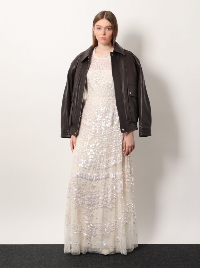 NEEDLE & THREAD Tulle Long Dress With All-over Sequins
