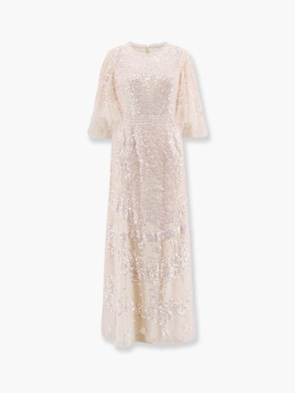NEEDLE & THREAD Tulle Long Dress With All-over Sequins