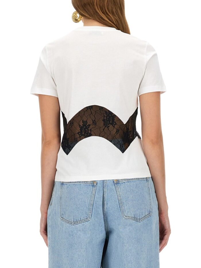 NINA RICCI JERSEY T-SHIRT WITH LACE INSERT
