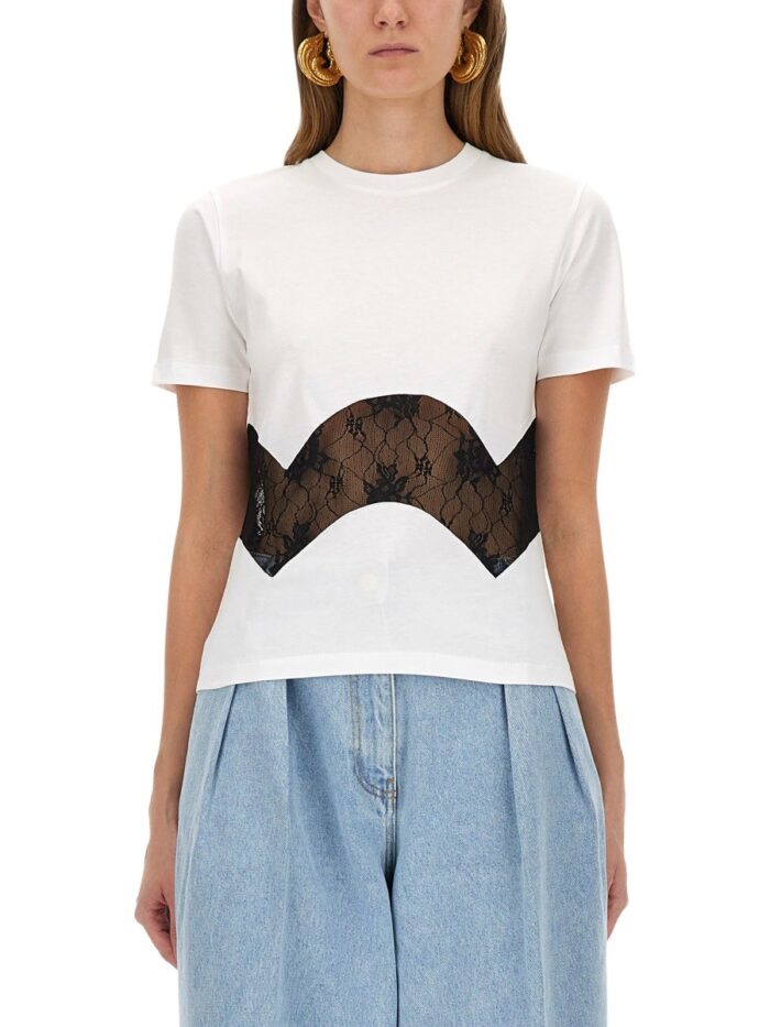 NINA RICCI JERSEY T-SHIRT WITH LACE INSERT