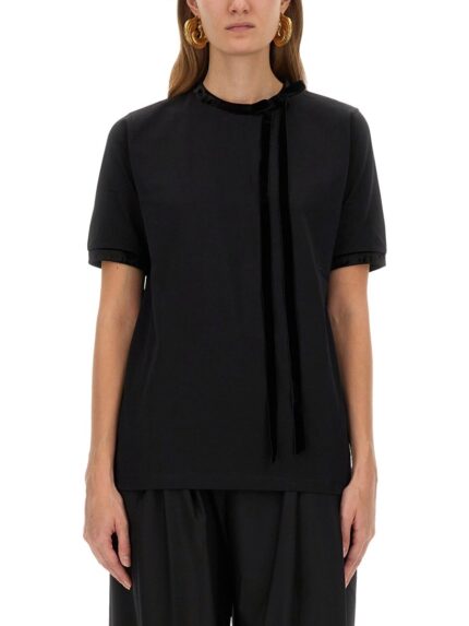 NINA RICCI T-SHIRT WITH RIBBON AND BOW