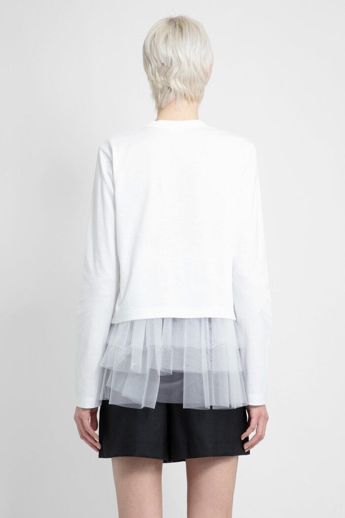 NOIR KEI NINOMIYA Cotton Jersey And Tulle Long Sleeve Crop Top