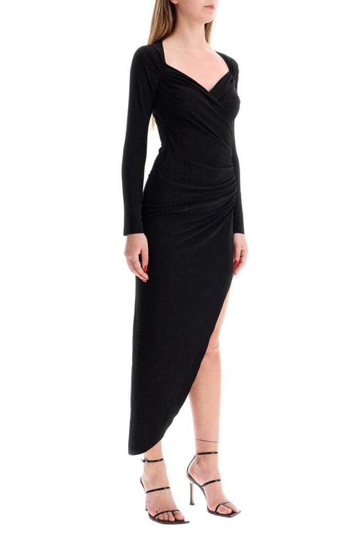 NORMA KAMALI Asymmetric Draped Jersey Stretch Dress In