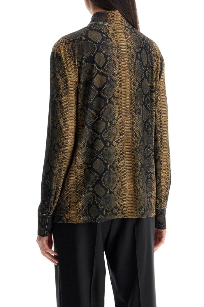 NORMA KAMALI Brown Python Print Long Sleeve Shirt