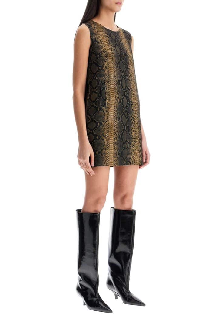 NORMA KAMALI Brown Python Print Sleeveless Mini Dress