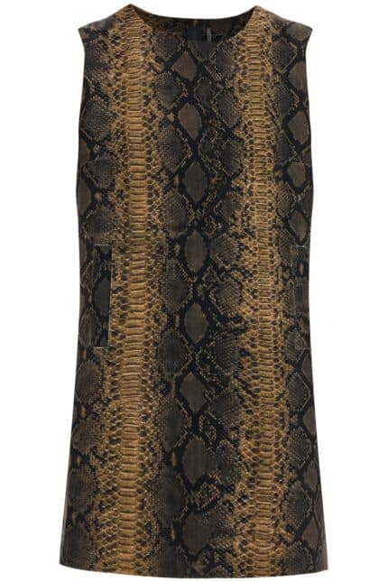 NORMA KAMALI Brown Python Print Sleeveless Mini Dress