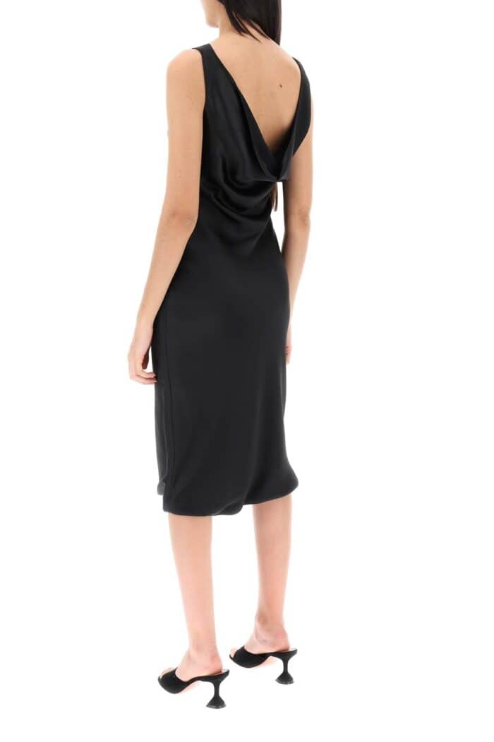 NORMA KAMALI Drape Neck Satin Dress