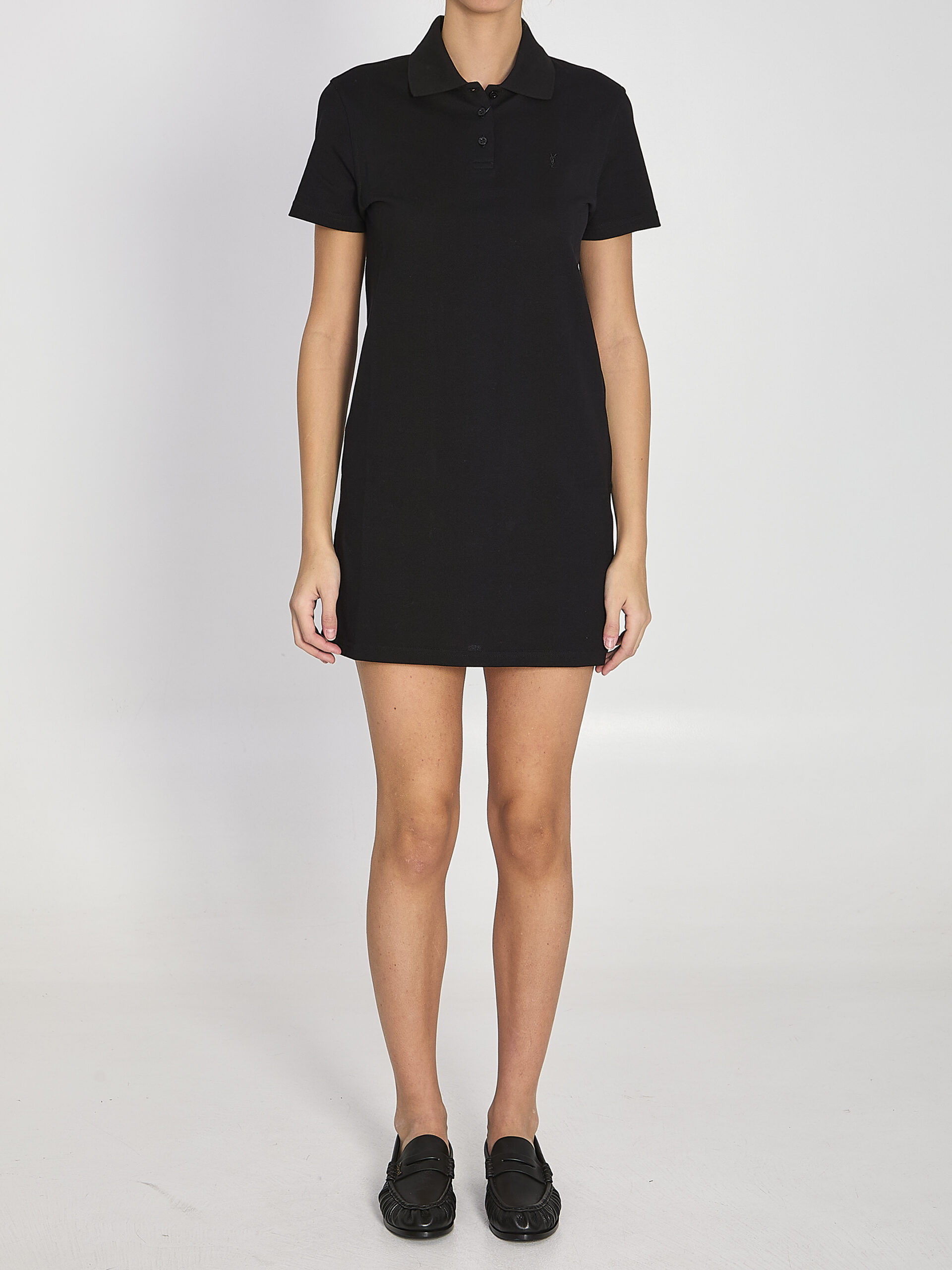 Saint Laurent Cassandre cotton piqué dress