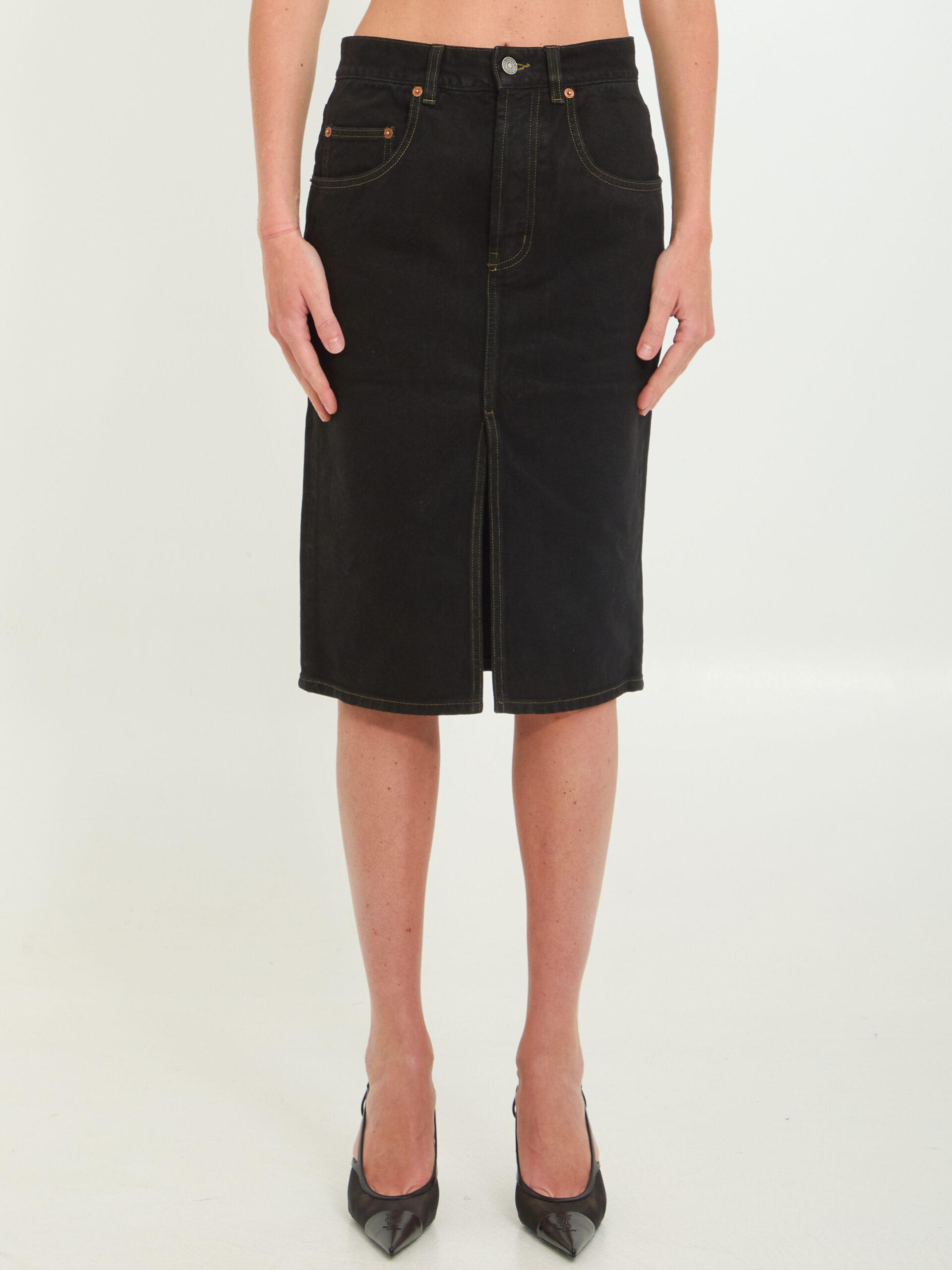 Saint Laurent Deep Sea baggy pencil skirt