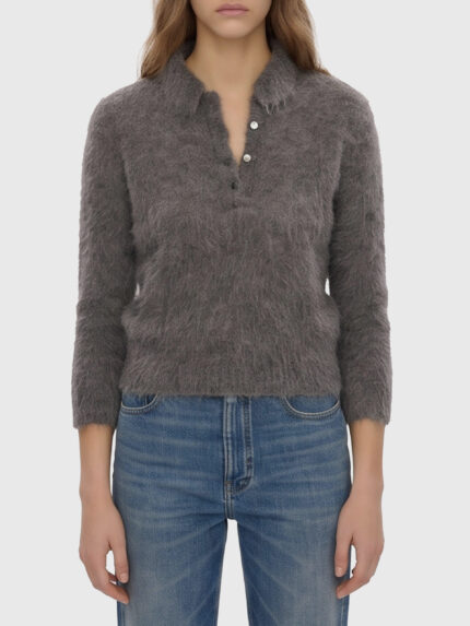 Chloe Smoky Grey polo-style pullover