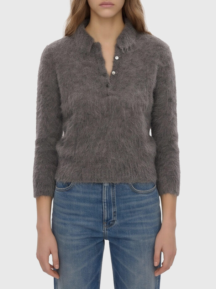Chloe Smoky Grey polo-style pullover