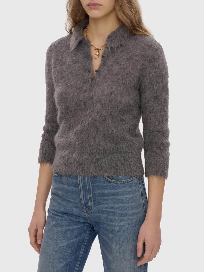 Chloe Smoky Grey polo-style pullover