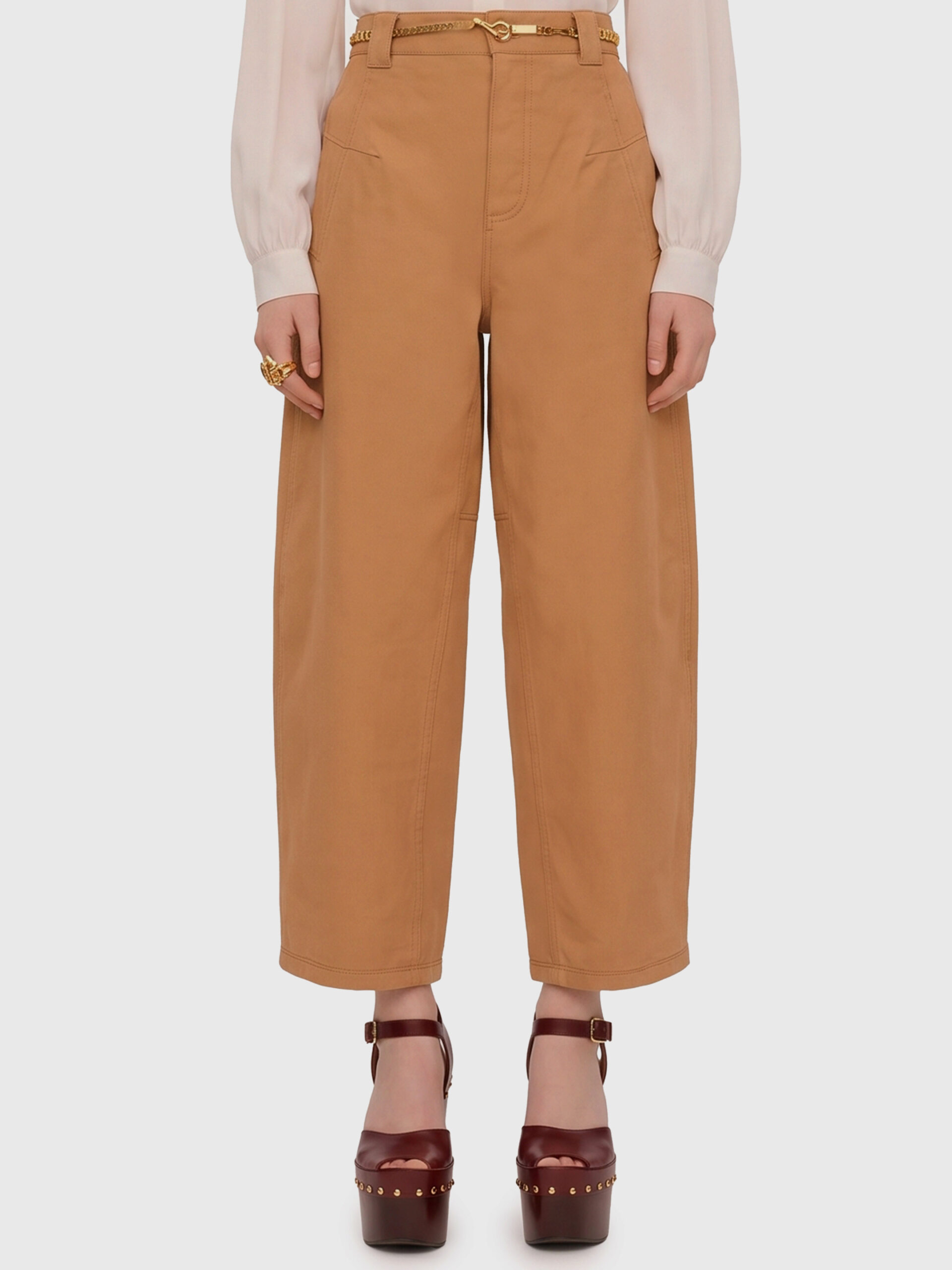 Chloe Barrel-leg pants in cotton canvas