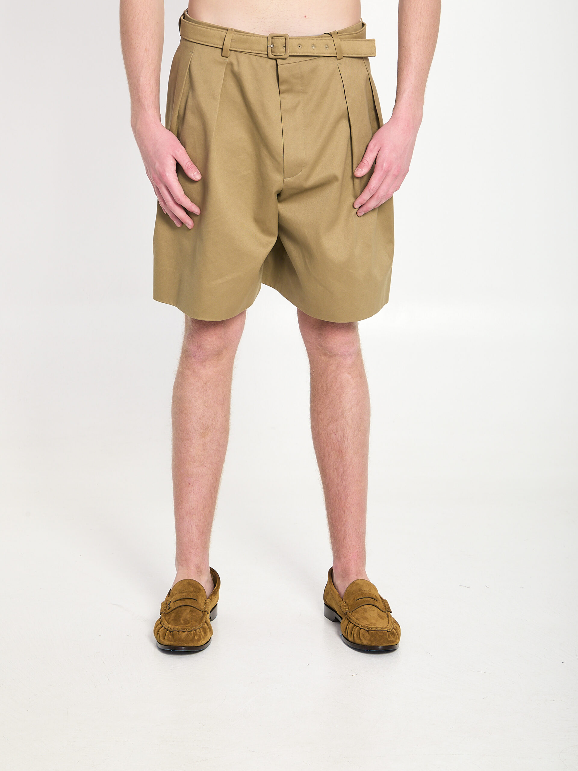 Saint Laurent Cotton drill shorts with belt